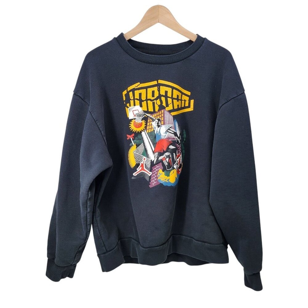 Jordan Brand‎ Crewneck Sweatshirt Mens XL Black Graphic Pullover DC9615-010 - Picture 2 of 10